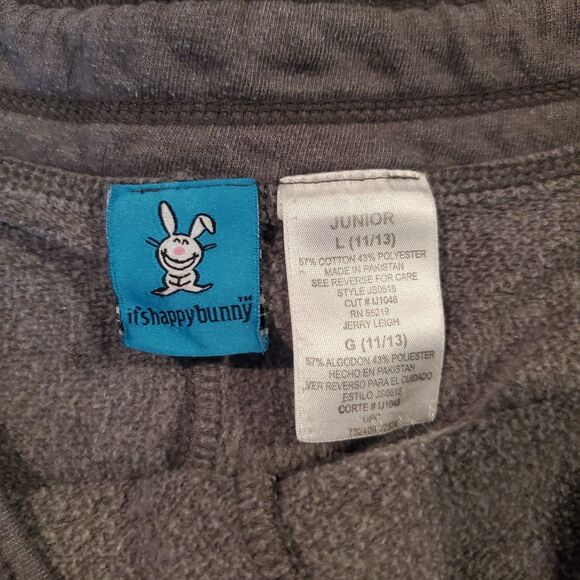 It's Happy Bunny Vintage Junior's Women's Large Shorts Just Go Away Gray Comfort - Picture 3 of 4